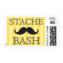 Black mustache bash yellow stripes postage stamps
