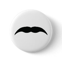 black mustache pinback button