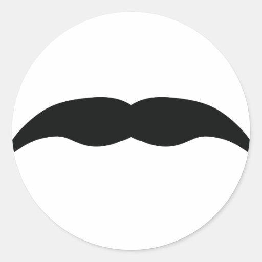 black mustache classic round sticker | Zazzle