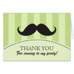 Black mustache green stripes thank you card