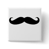 Black Mustache or Black Moustache for Fun Gifts Pinback Buttons