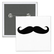 Black Mustache or Black Moustache for Fun Gifts Pinback Buttons