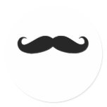 Black Mustache or Black Moustache for Fun Gifts Round Sticker