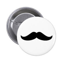 Black Mustache Pinback Buttons