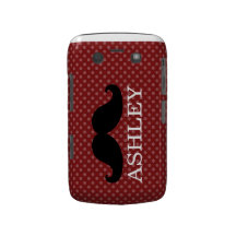 Black Mustache Red Polka Dots Name Blackberry Case