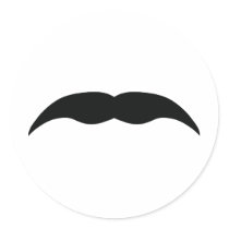 black mustache round stickers