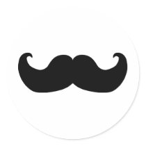 Black Mustache Round Stickers