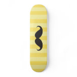 Black mustache yellow stripes cool skateboard