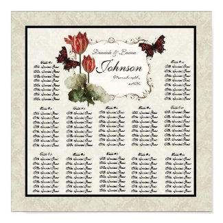 Black n Cream Red Reception Table Seating Chart print