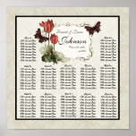 Black n Cream Red Reception Table Seating Chart Print