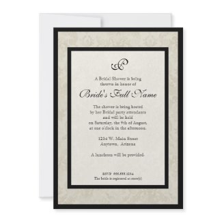 Black n Cream Red Tulip Damask - Bridal Shower invitation