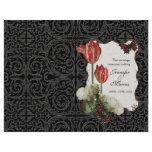 Black n Cream Red Tulip Damask - Wedding Program flyers