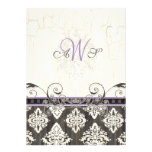Black 'n White Damask (lilac) Wedding Invitation
