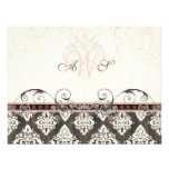 Black 'n White Damask (pink) RSVP Response Card Personalized Invites