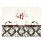 Black 'n White Damask (Red) RSVP Response Card Personalized Invitations