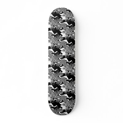 Black n White Fractal Urban Inner City Skateboard by DigitalDreambuilder