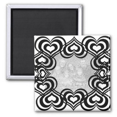 Black n White hearts template magnet by marcya7