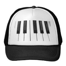 Black n White Piano Keyboard Key Picture Image Trucker Hats