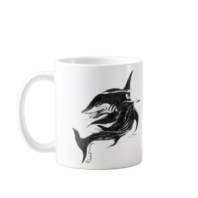 Black n White Shark Mug by FishTsdotcom