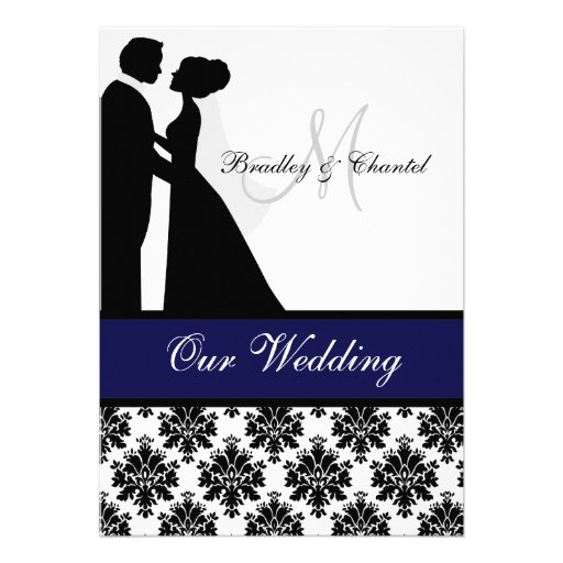 Black, Navy, and White Couple Wedding Invitation (front side)