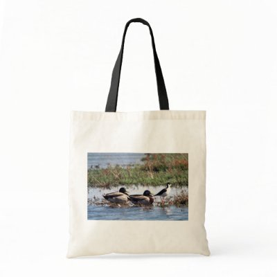 Black necked Stilt and Mallards Tote Bag by animalpark