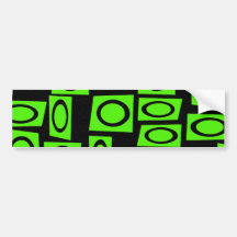 Black Neon Lime Green Fun Circle Square Pattern Bumper Stickers
