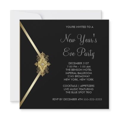 Black New Years Eve Party Invitation by decembermorning