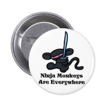 Black Ninja Kick Pinback Buttons