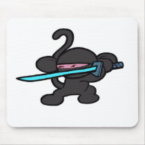 Black Ninja on Guard-No Words mousepads by OmanLegend Black Ninja on Guard-No Words mousepads