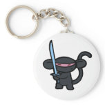 Black Ninja with Sword- No Words Keychains