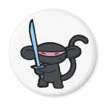 Black Ninja with Sword- No Words Refrigerator Magnets