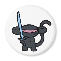Black Ninja with Sword- No Words Refrigerator Magnets