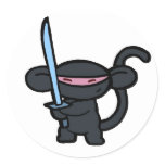 Black Ninja with Sword- No Words Stickers