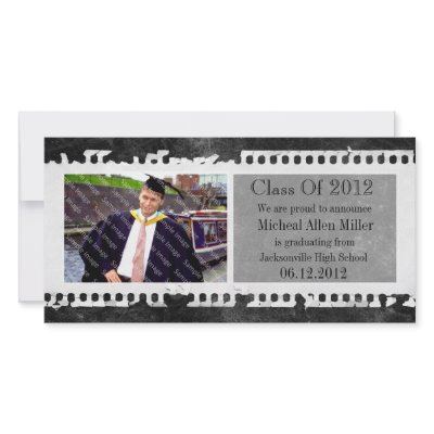 Black Notebook Frame Grunge Graduation Photo Card by SublimeStationery