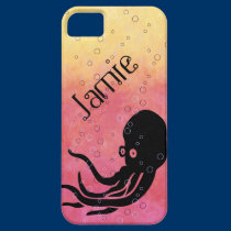 black octopus / sqid PINK water  iphone covers casemate cases