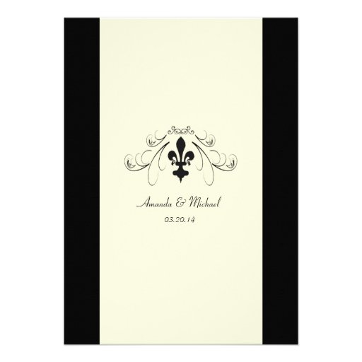 Black Off White Fleur de Lis Wedding Invitations