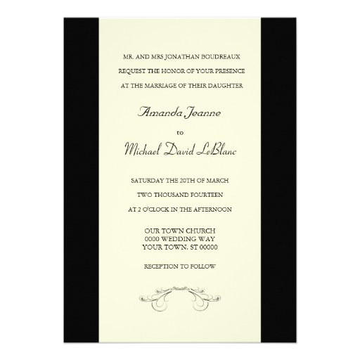 Black Off White Fleur de Lis Wedding Invitations