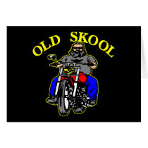Black Old Skool Biker Greeting Card