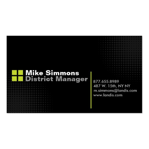 Black on Black with Green Business Card (front side)