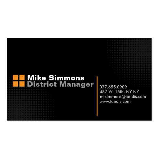 Black on Black with Orange Business Card Templates (front side)