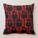 black on red guitar pattern pillows