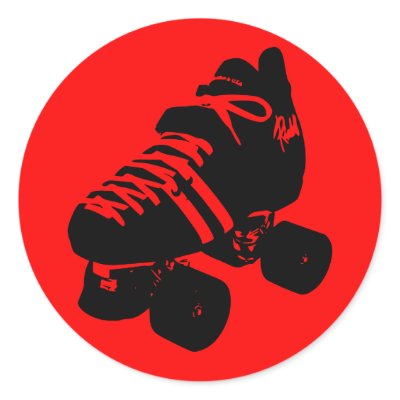 Black on Red Roller Derby Skate Sticker by crimsonskye79