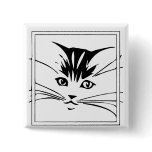 Black on White Cat Outline Pin