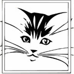 Black on White Cat Outline Photo Sculpture