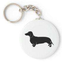 Black on White Dachsund Keychains