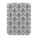 Black on White Damask Floral Rectangular Magnets