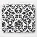 Black On White Damask Mousepad by Sallese Black On White Damask Mousepad
