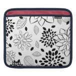Black on White Floral Pattern Sleeve For Ipads