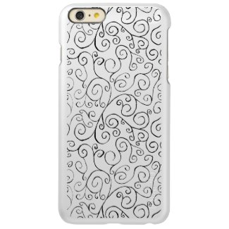 Black on White Hand-Painted Curvy Pattern Incipio Feather® Shine iPhone 6 Plus Case