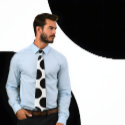 Black on White Large Circles Tie tie
